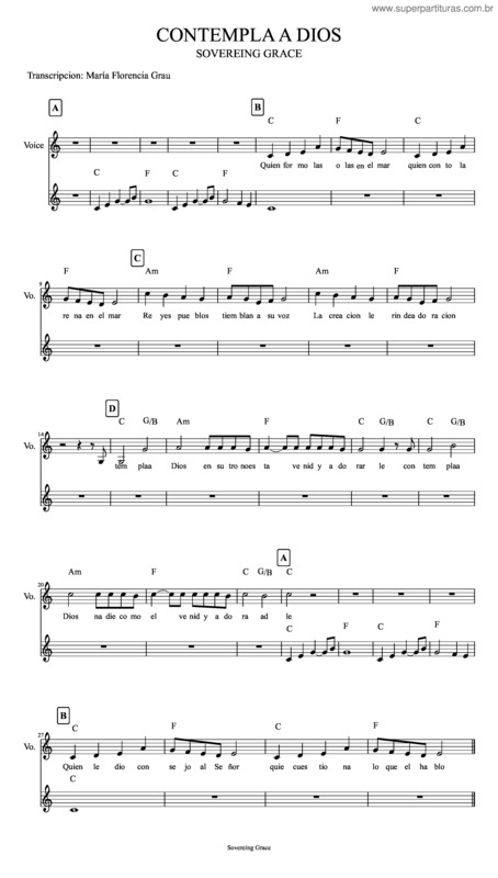Partitura da música Contempla A Dios