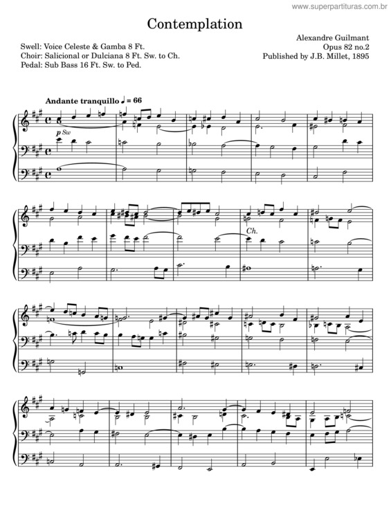 Partitura da música Contemplation – Alexandre Guilmant