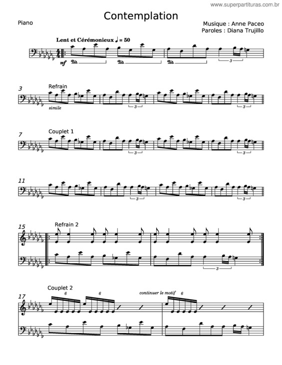Partitura da música Contemplation – Anne Paceo v.2