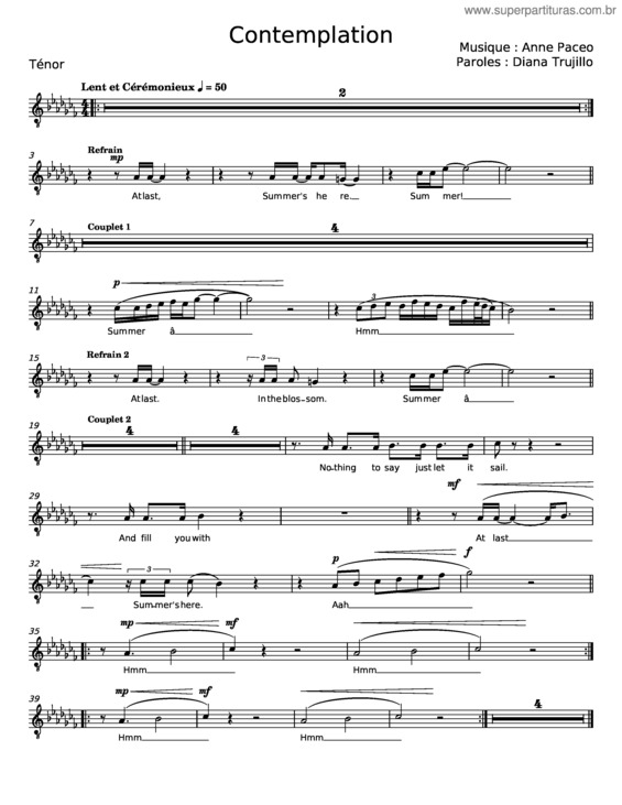 Partitura da música Contemplation – Anne Paceo