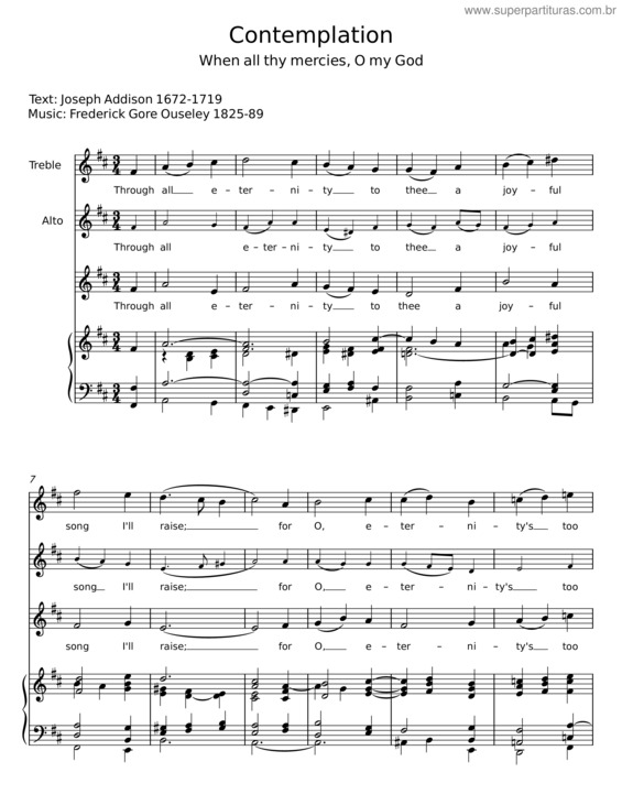 Partitura da música Contemplation – Joseph Addison