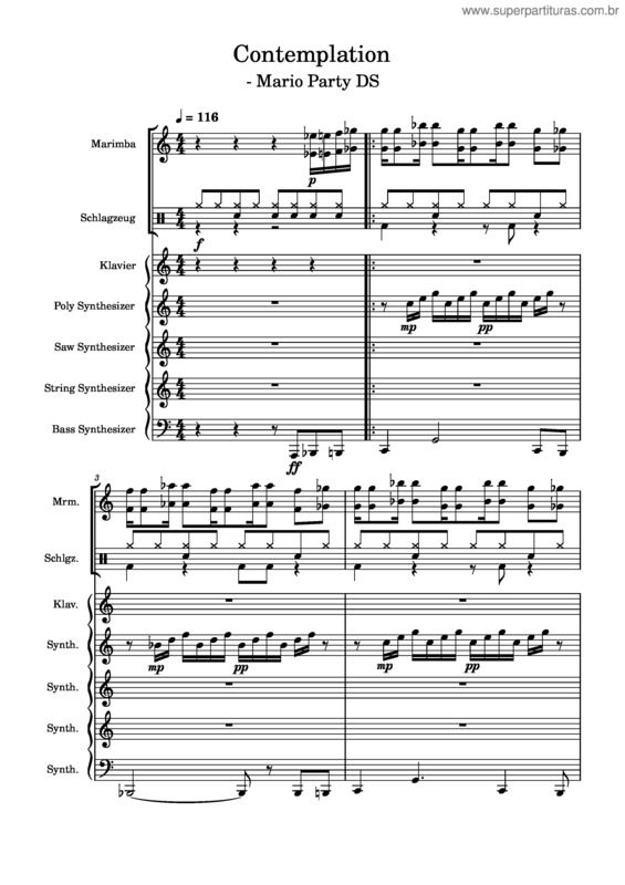 Partitura da música Contemplation – Mario Party Ds – Hironobu Yahata