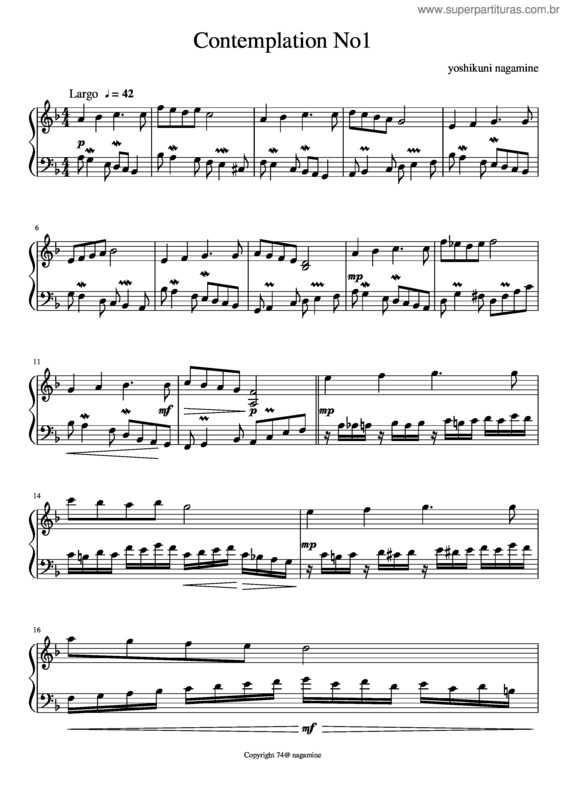Partitura da música Contemplation No1