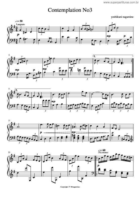 Partitura da música Contemplation No3