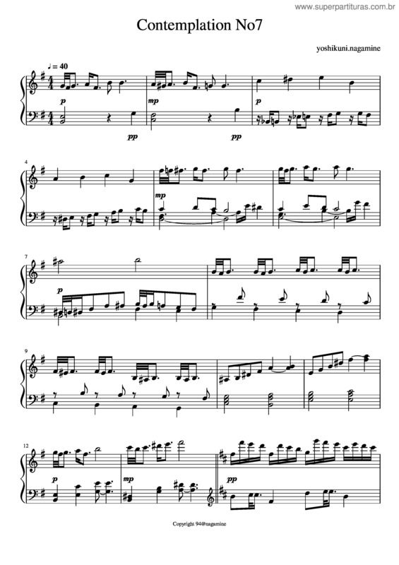 Partitura da música Contemplation No7