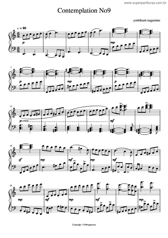 Partitura da música Contemplation No9