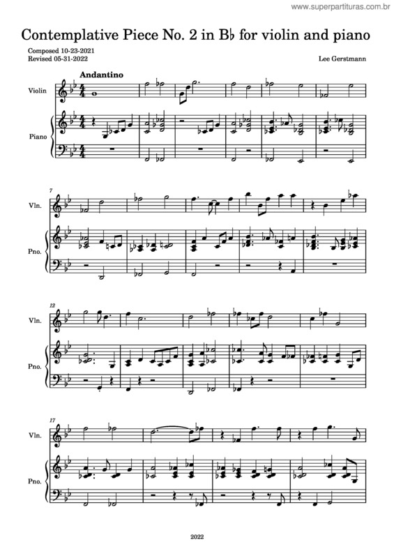 Partitura da música Contemplative Piece 2
