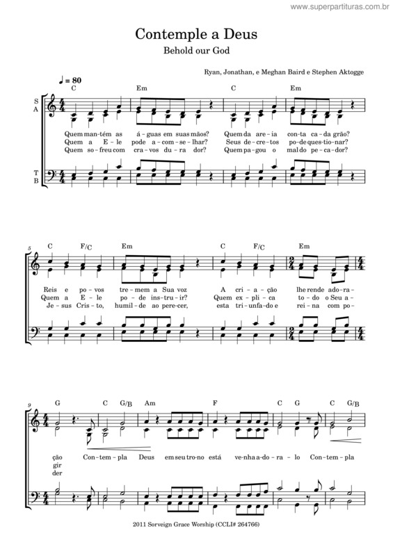 Partitura da música Contemple A Deus