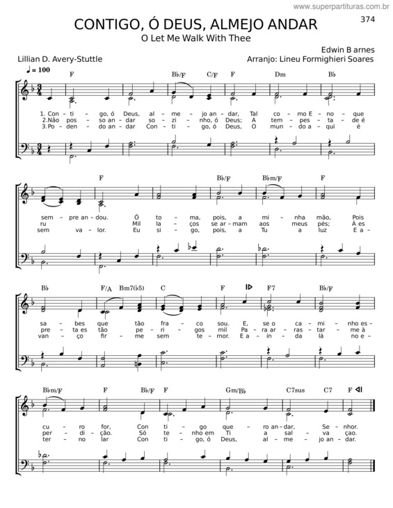 Partitura da música Contigo, Ó Deus, A Lmejo Andar