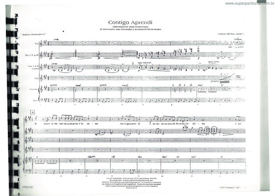 Partitura da música Contigo Aprendí v.5