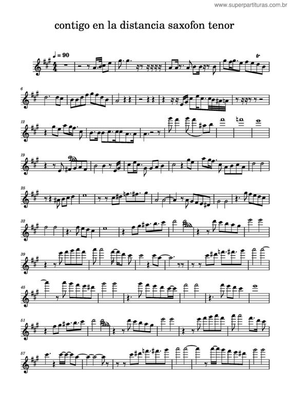 Partitura da música Contigo En La Distancia – César Portillo De La Luz Contigo En La Distancia Saxofon Tenor