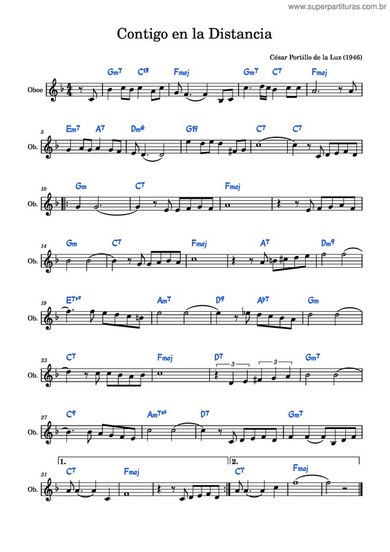 Partitura da música Contigo En La Distancia – César Portillo De La Luz v.2