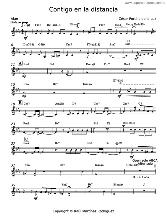 Partitura da música Contigo En La Distancia – César Portillo De La Luz v.4