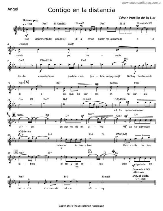 Partitura da música Contigo En La Distancia – César Portillo De La Luz v.5