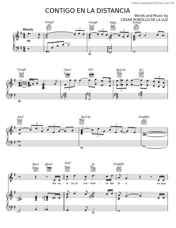 Partitura da música Contigo En La Distancia – César Portillo De La Luz v.6