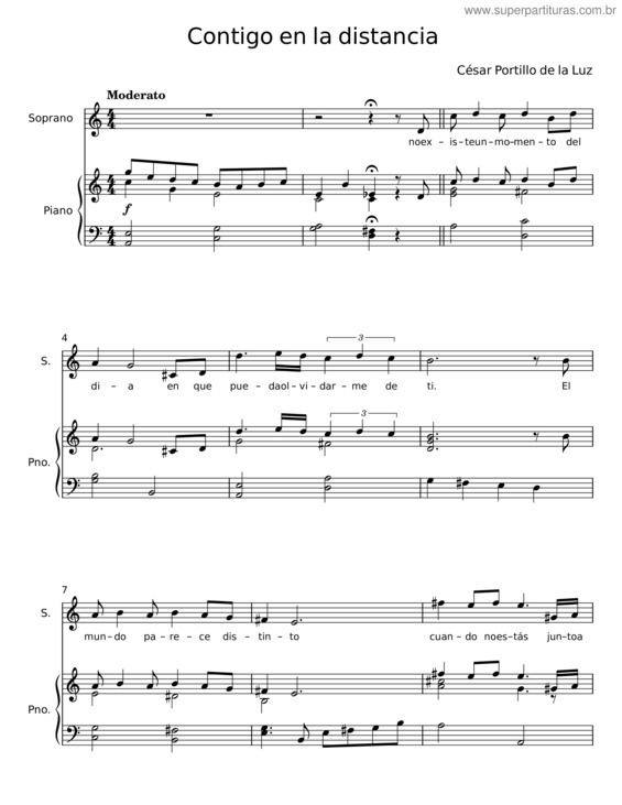 Partitura da música Contigo En La Distancia – César Portillo De La Luz v.7