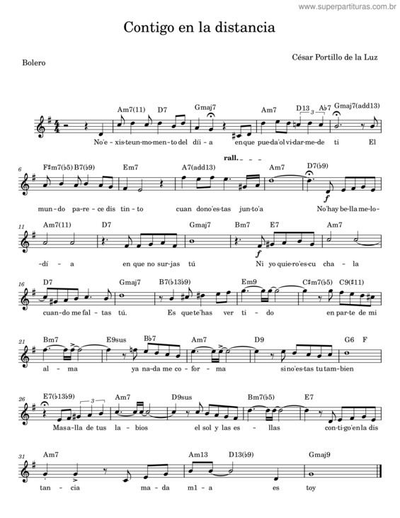 Partitura da música Contigo En La Distancia – César Portillo De La Luz v.8