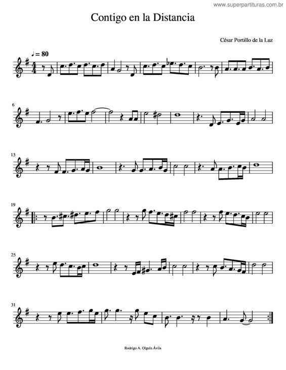 Partitura da música Contigo En La Distancia v.10