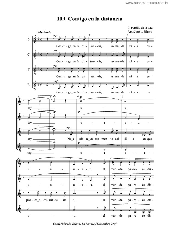 Partitura da música Contigo En La Distancia v.2