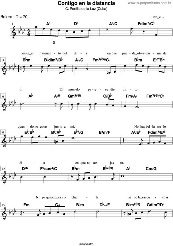 Partitura da música Contigo En La Distancia v.4