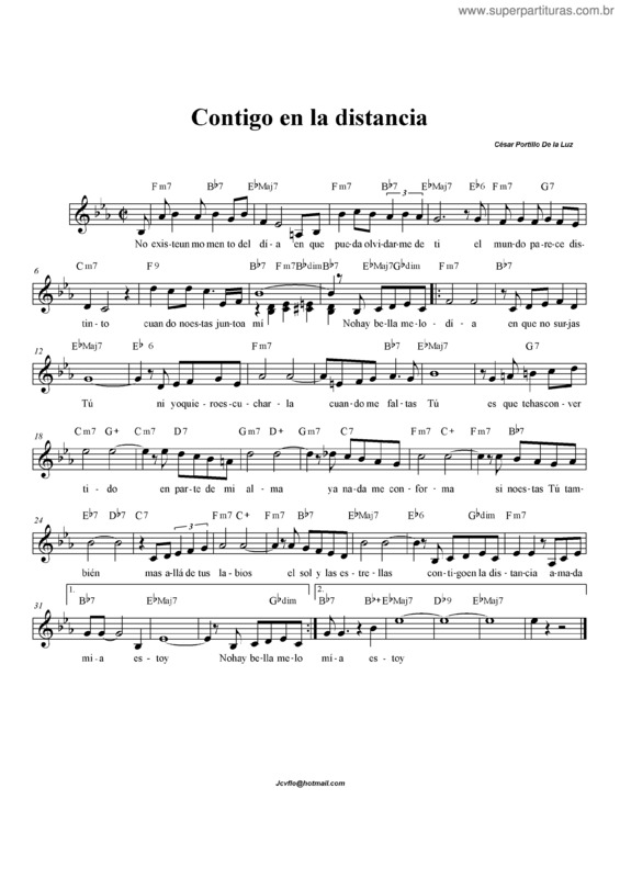 Partitura da música Contigo En La Distancia v.6