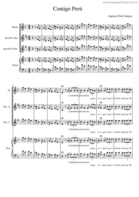 Partitura da música Contigo Perú