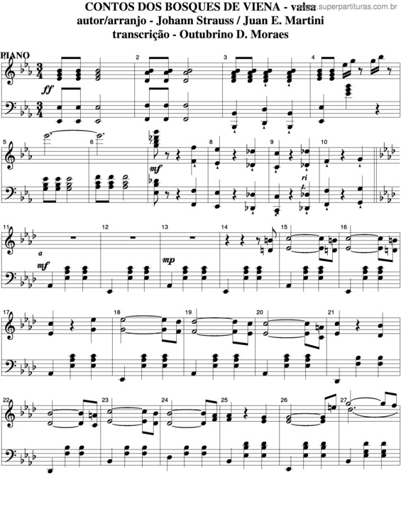 Partitura da música Conto Dos Bosques De Viena