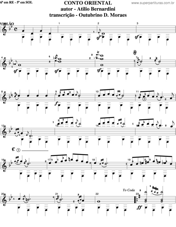 Partitura da música Conto Oriental