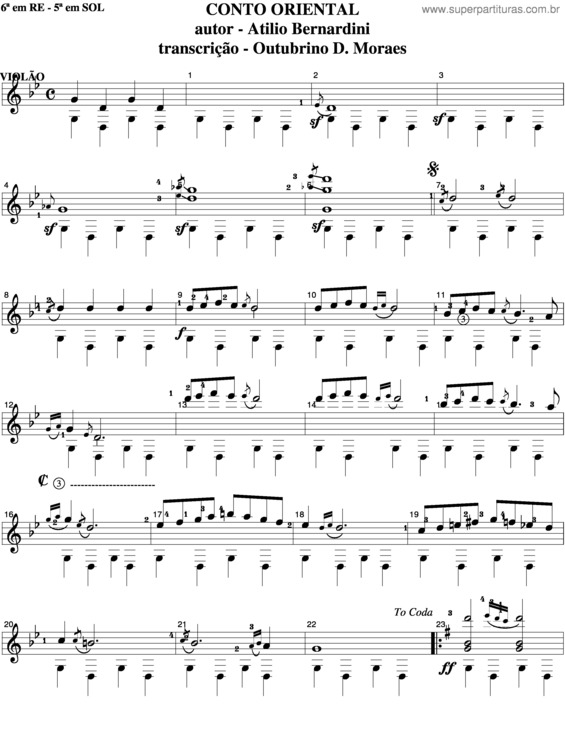 Partitura da música Conto Oriental