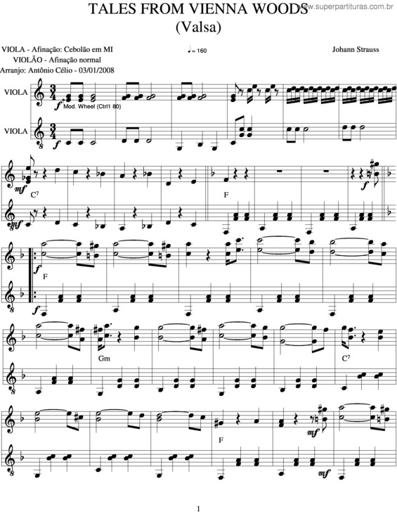 Partitura da música Contos Dos Bosques De Viena