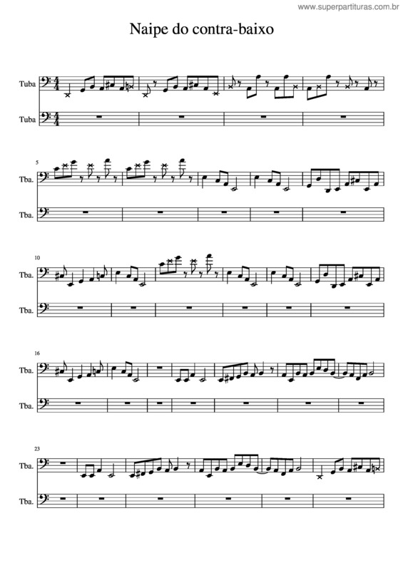 Partitura da música Contra–Baixo Do Hino Doe Esperança
