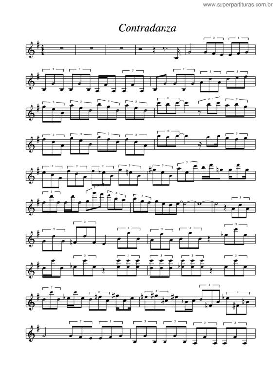 Partitura da música Contradanza