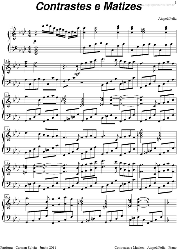 Partitura da música Contrastes e Matizes