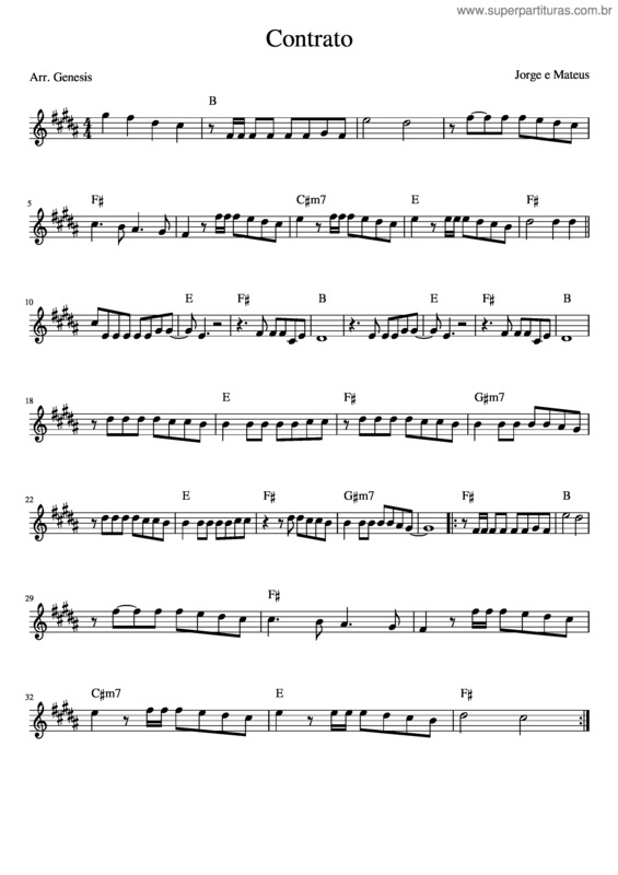 Partitura da música Contrato