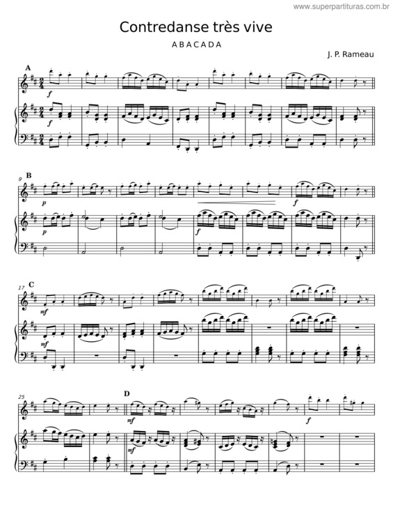 Partitura da música Contredanse Très Vive