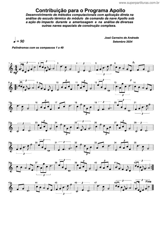 Partitura da música Contribuição Para O Programa Apollo