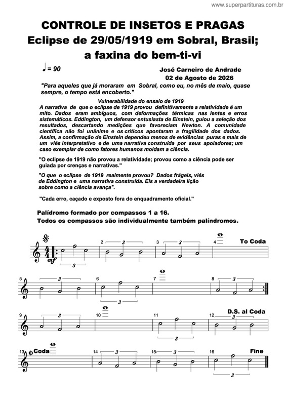 Partitura da música Controle De Insetos E Pragas