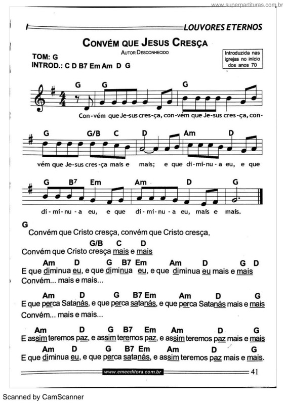 Partitura da música Convém Que Jesus Cresça