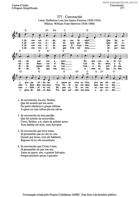 Partitura da música Convencido