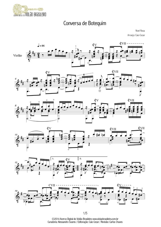 Partitura da música Conversa de Botequim v.7