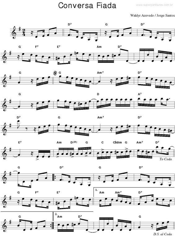 Partitura da música Conversa Faida