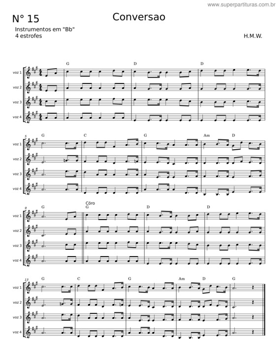 Partitura da música Conversão – H. M. W.
