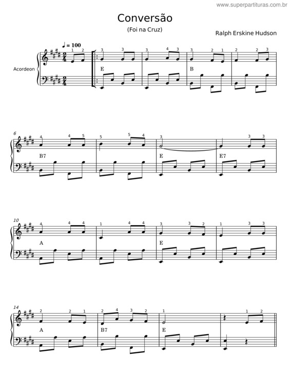 Partitura da música Conversão – Ralph Erskine Hudson