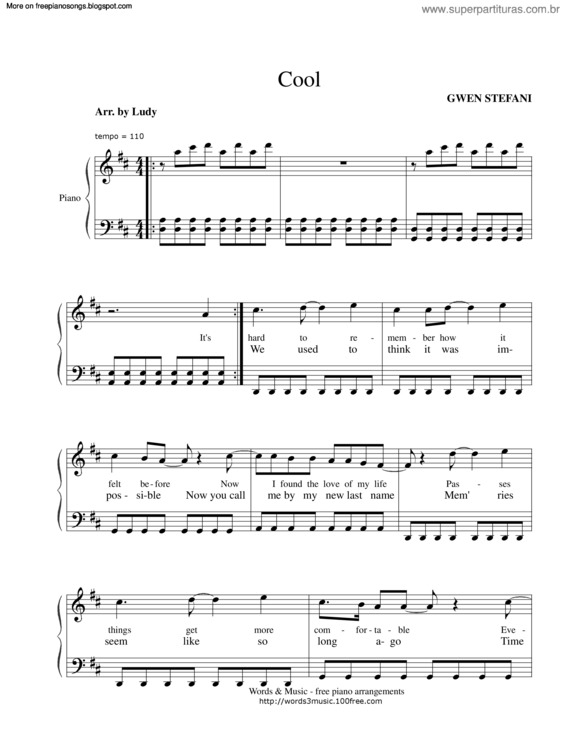 Partitura da música Cool