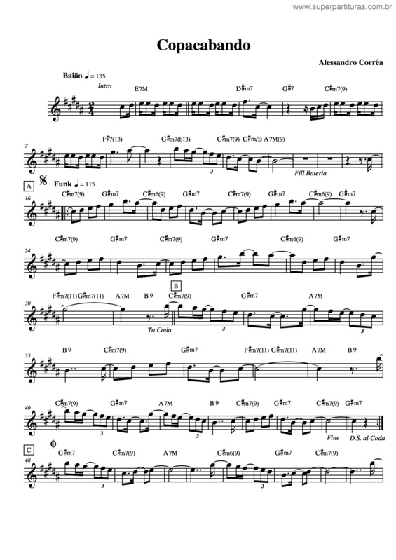 Partitura da música Copacabando