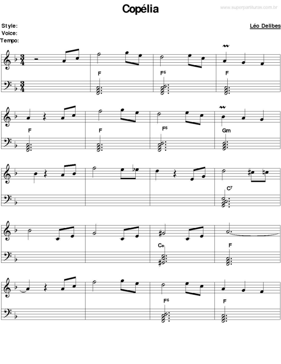 Partitura da música Copélia v.2