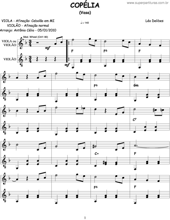 Partitura da música Copelia v.4