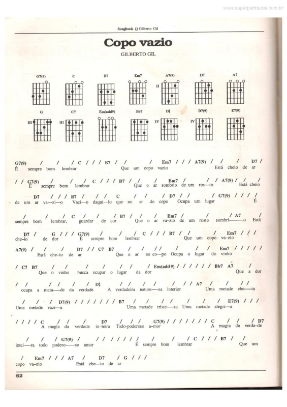 Partitura da música Copo Vazio