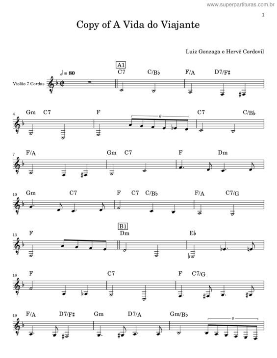Partitura da música Copy Of A Vida Do Viajante – Luiz Gonzaga