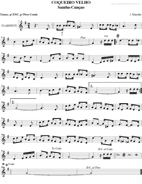 Partitura da música Coqueiro Vermelho